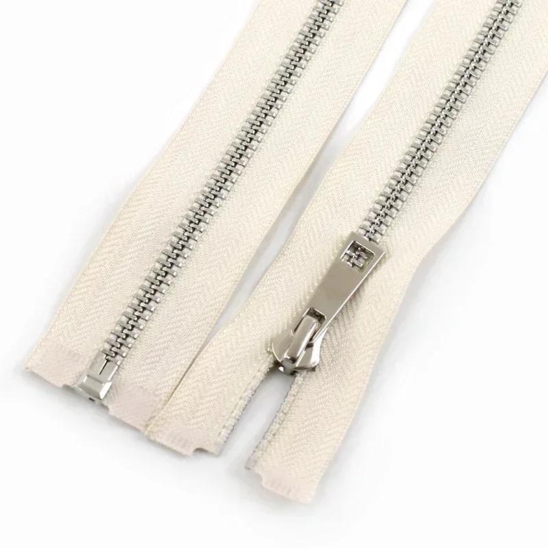 2Pcs 5# Sewing Metal Zippers 40/50/60/70/80cm Open-End Zipper Jacket Coat Auto Lock Zip Repair Kit DIY Bag Garment Accessories