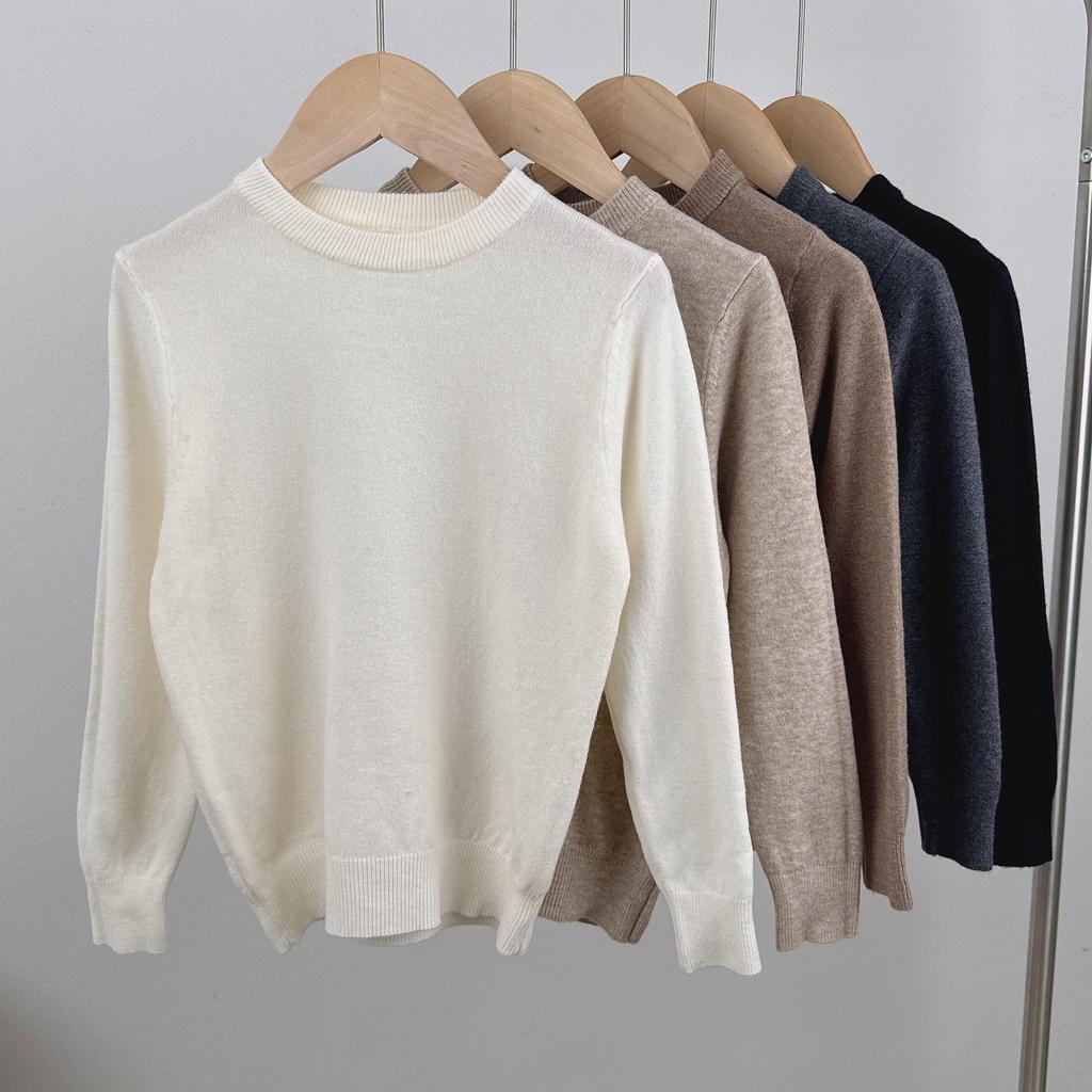 Autumn & Winter Children's Round Neck Fluffy Knit Sweater Base Layer
