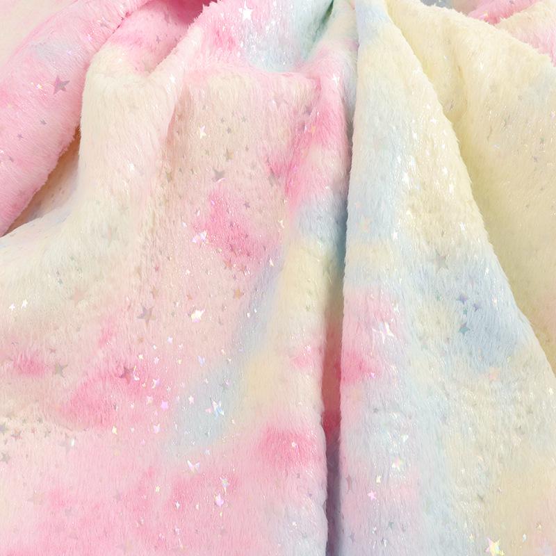 Mehrfarbiger Plüschstoff aus Kaninchenfell mit Sternmuster für Heimtextilien, Kleidung, Kissen, Polster, Schuhe und Hüte
