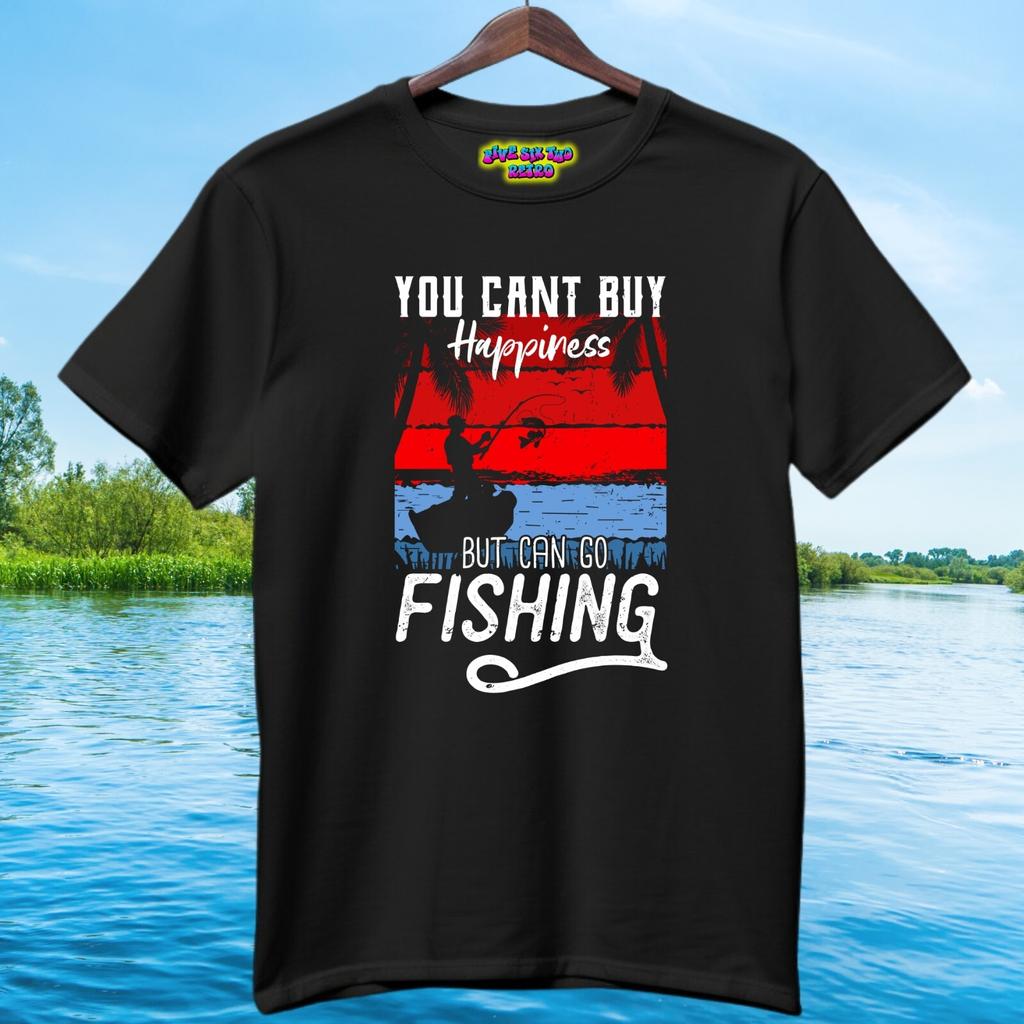 You Can't Buy Happiness But Can Go Fishing T-Shirt Adult T-Shirt Black S-3XL