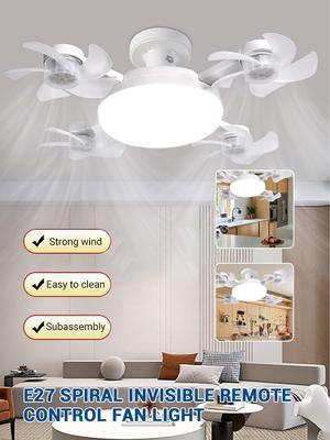 Ceiling Fan Light LED 50W 60W Simple Lights with E27 Remote Control for Home Living Room Study Household Decorative Fan Lighting