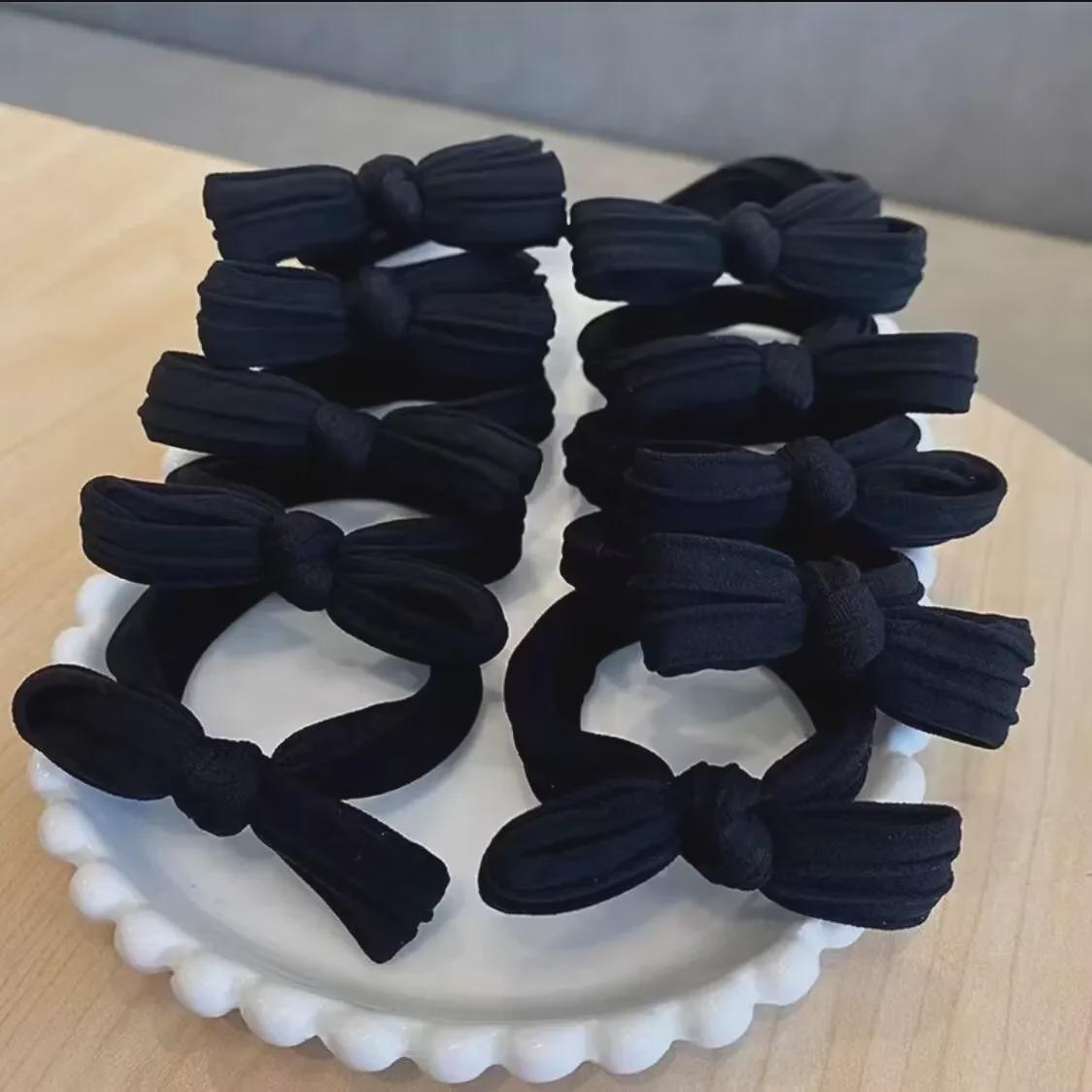 

High-End Red Bow Hair Rope for Girls - Autumn/Winter Thick Wide Edge Rubber Band