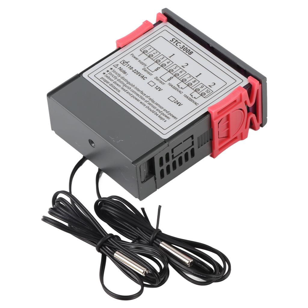 Podwójny wyświetlacz Podwójny czujnik sondy Regulator temperatury Termostat (110220VAC)