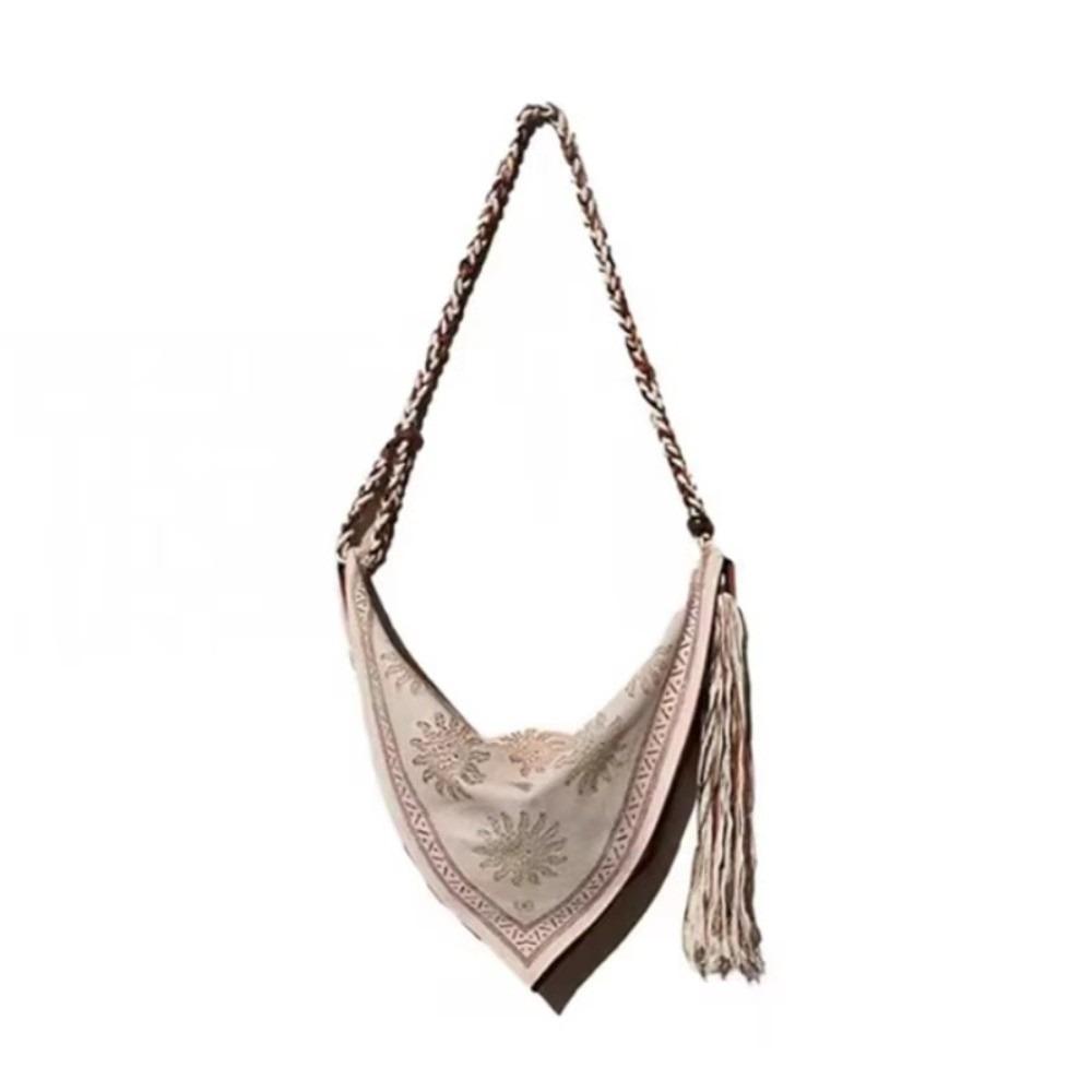 Linen Print Women Crossbody Bag Ethnic Style Retro Handbag Simple Messenger Bag  daily