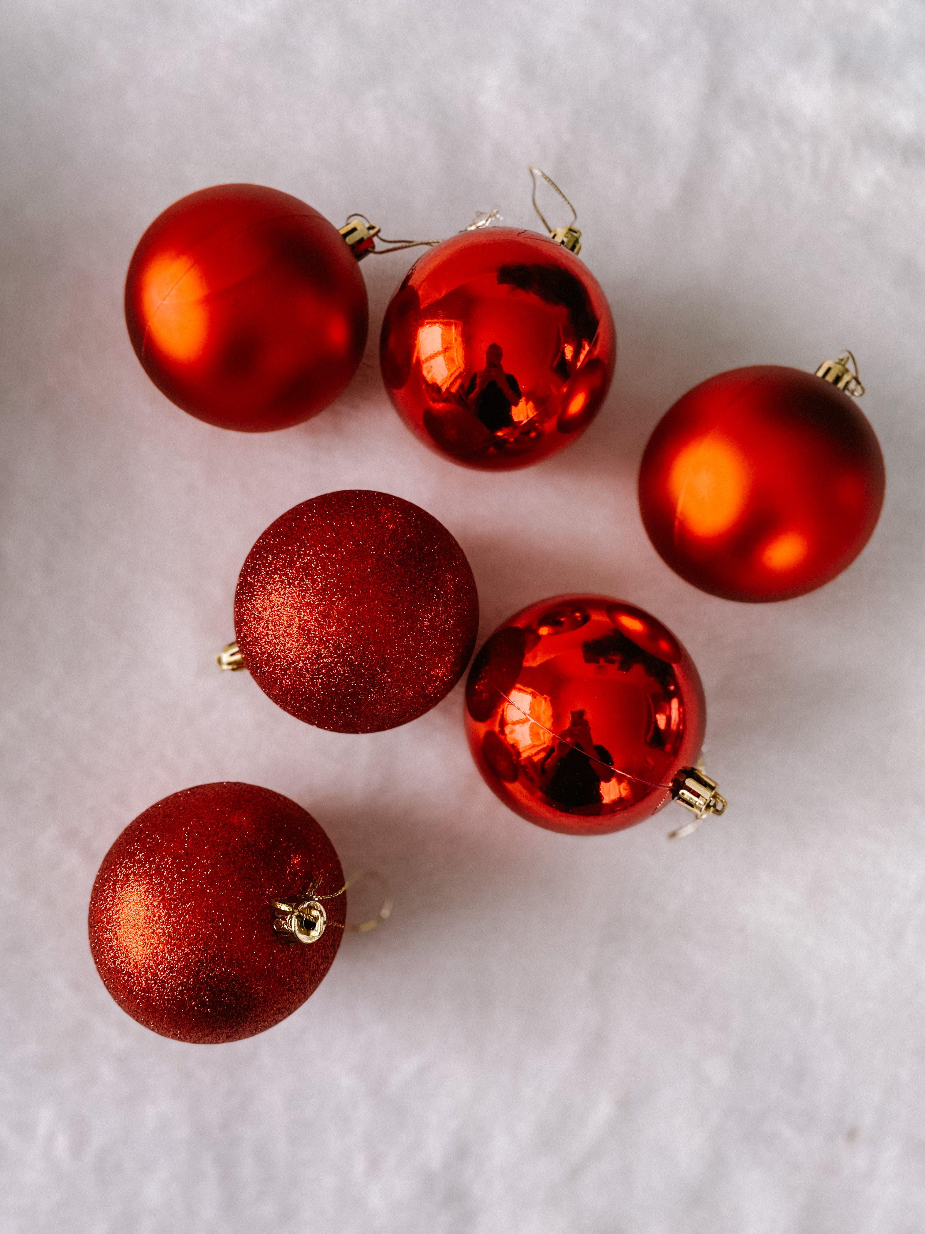 

Гальванизированные глянцевые рождественские шары, Пластиковые рождественские шары, Рождественские пластиковые шары-украшения One Size красный