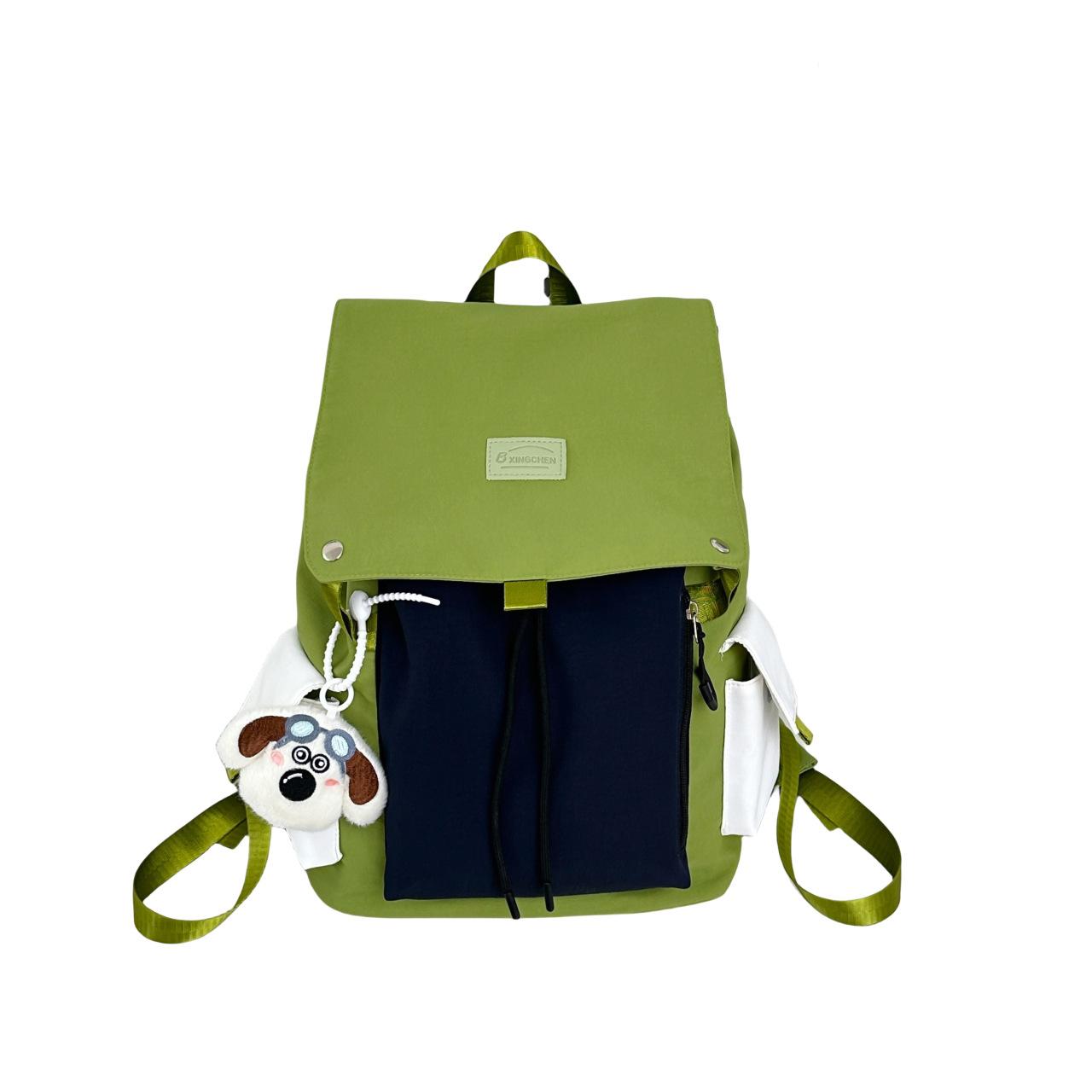 

Schoolbags for Female High School Students and College Students Campus Simple Trendy Brand Large Capacity Backpack Computer Bag Versatile Backpack average size зелёный