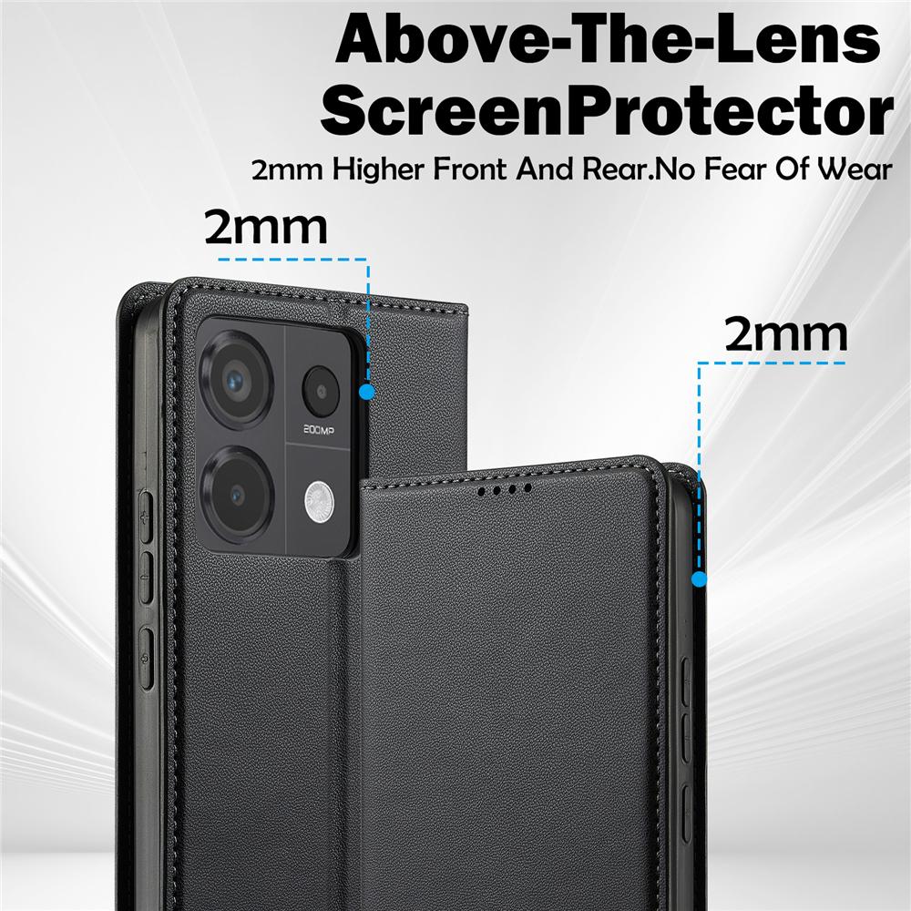 Xiaomi Redmi Note 14 Pro Plus 5G uchun magnit hamyonli flip chexol, teri kartalar uchun joyli mobil telefonni himoya qilish chexoli qopqog'i