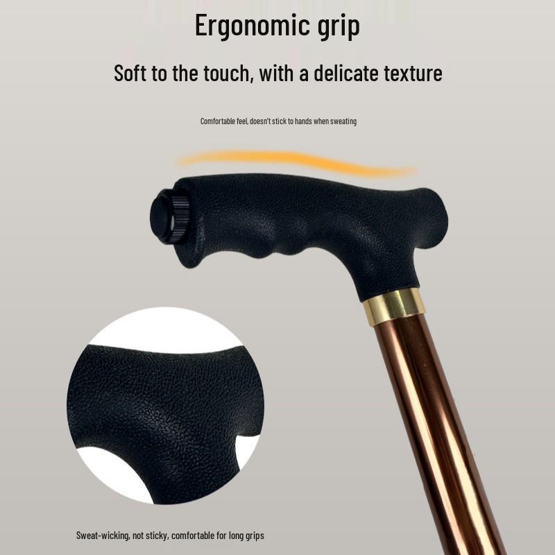 Tri-Fold Non-Slip Crutch Stool: Portable Walking Stick & Foldable Seat Cane