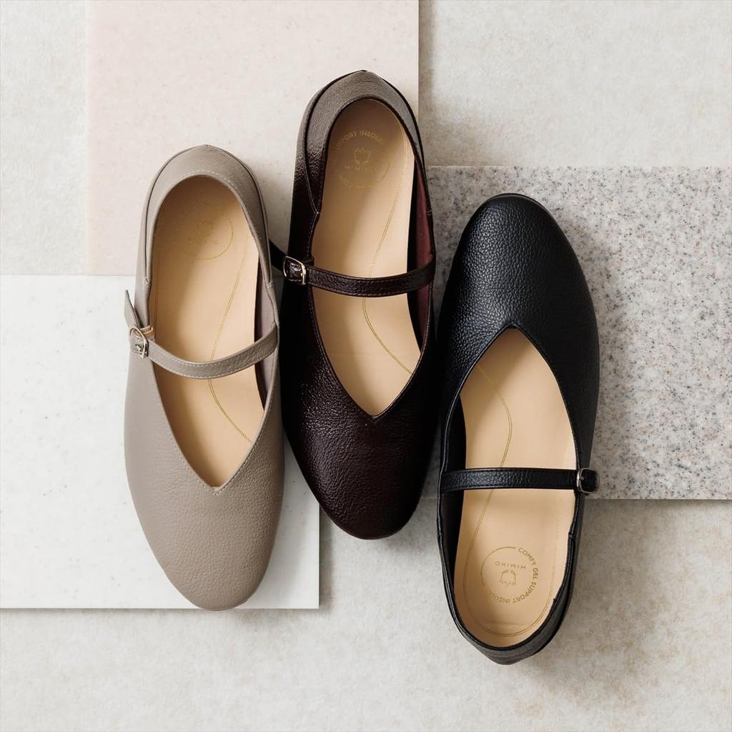 Soft genuine easy to slip HIMIKO Soft Flat Mary Jane 605008 Dark Brown 230 leather, leather, on. (Himiko)