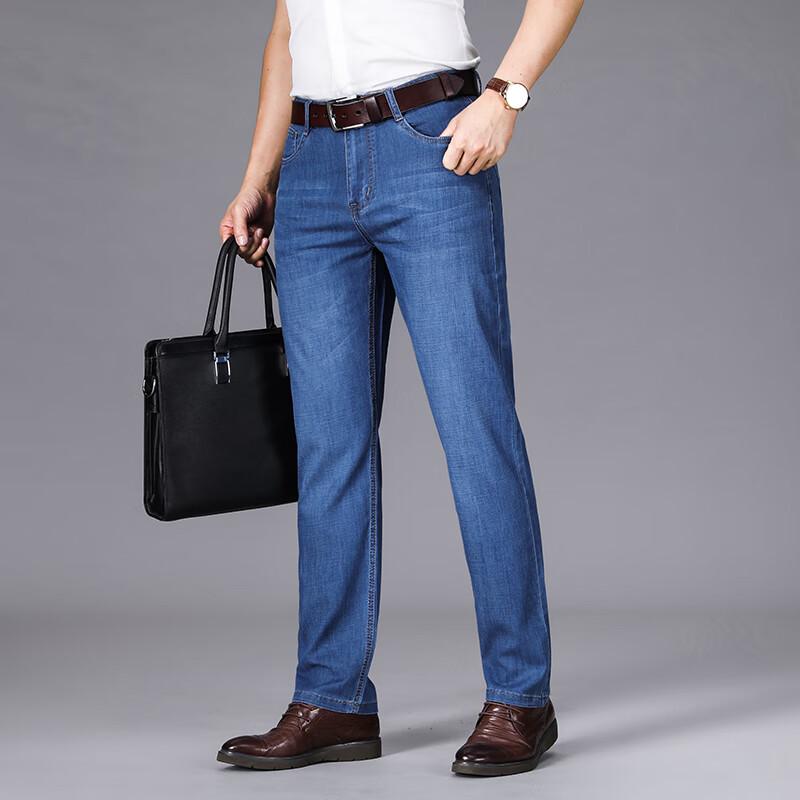 Herren Sommer Lockere Straight Leg Stretch Denim Jeans