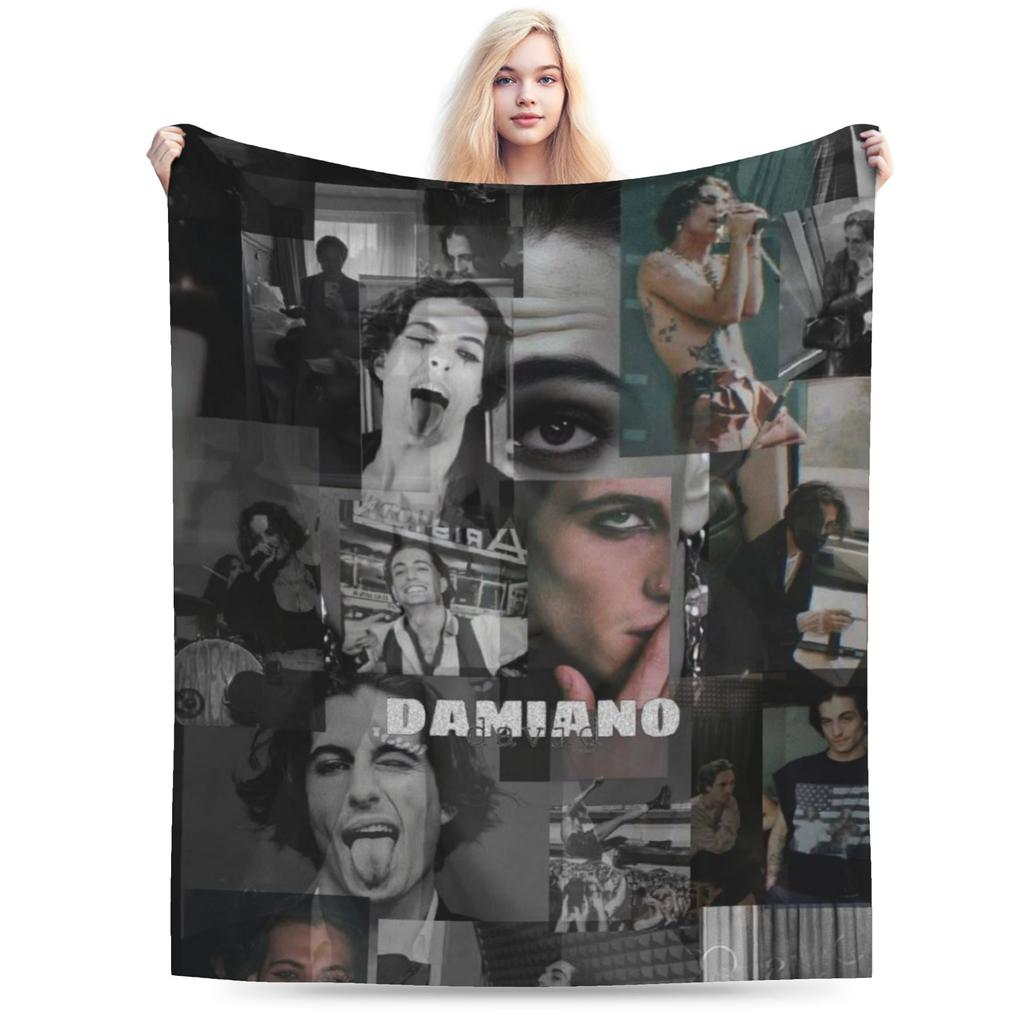 Damiano David rock singer fan gift Accessories Blanket Lightweight Warm Throw Blankets for Couch Multisize Bedding Throws