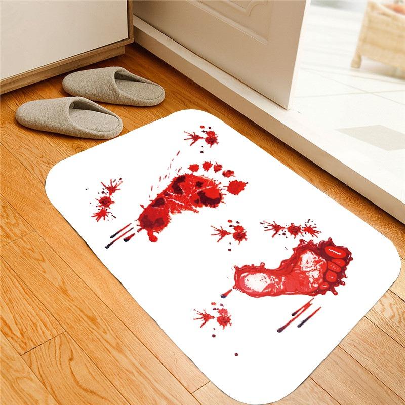 Blood DEATH PARTY Red Foot print Handprint Horror Halloween Theme Decoration Non Lip Absorbent Floor Mat Foot Mat Doormat