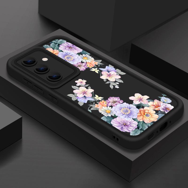 Colorful Floral Print Matte Soft Case For Samsung S25 Ultra S24 FE S23 S22 A16 A56 A36 A15 A55 A35 A54 A34 TPU Shockproof Lens Protection Phone Cover