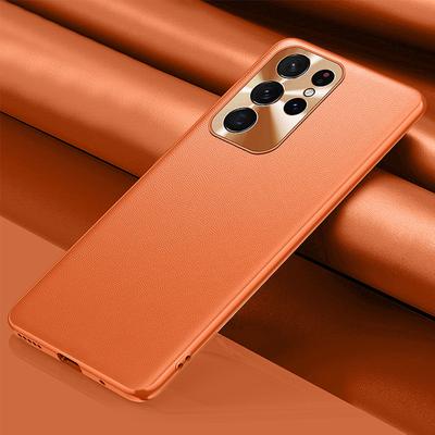 Luxury Orange Leather Case for Samsung Galaxy S23 Ultra Case Soft Silicone Cover for Samsung Galaxy S23 Plus Ultra Camera Protection Case