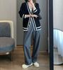 Korean Style Gold Button Cable Knit Cardigan: Women's Autumn/Winter Loose Color Block Knitwear