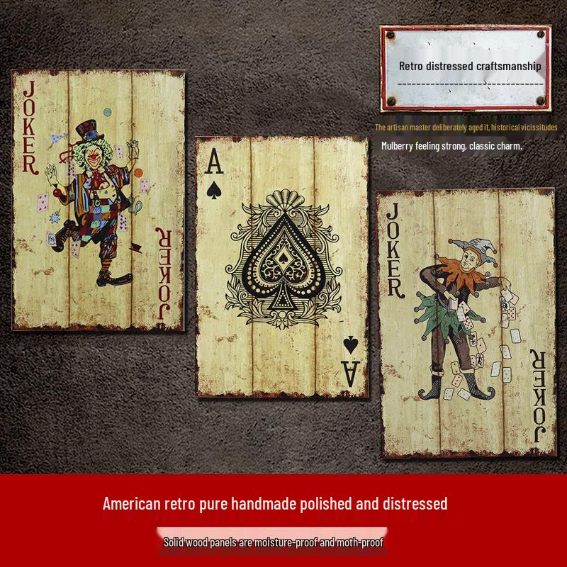 Vintage Playing Cards Wall Art for Bar, Cafe, or Living Room Decor