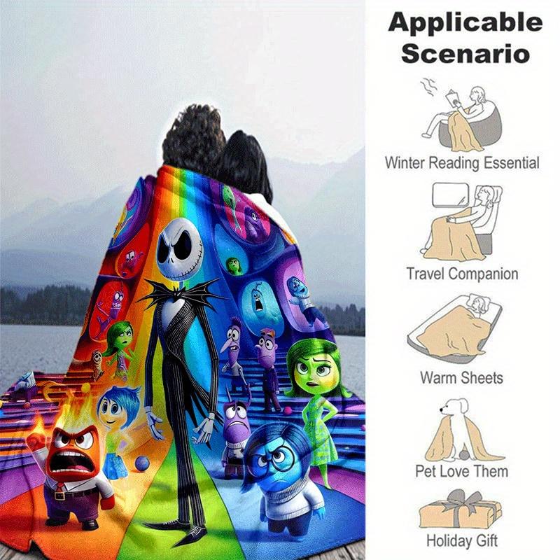 1pc Inside Out Printing Blanket - Soft, All-Season Throw for Office Blanket,  | Personalized Gift with Adorable Cartoon Design