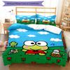 3pcs Sanrio KEROKERO KEROPPI1 Design Cover Set - HD Printed Bedding with 1 Cover and 2 Pillowcases - Perfect for Home and Dorm Decor