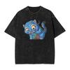 Vintage Derby Blue Tiger Kpop Demon Hunters T-Shirts Men Crew Neck Cotton Washed T Shirt  Short Sleeve Tees Clothes