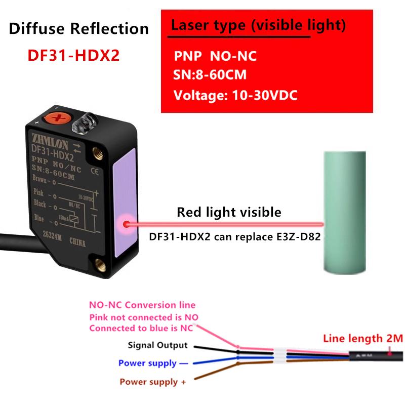 24V Infrared Laser Diffuse Reflection Photoelectric Switch Can Replace E3Z-D61 E3Z- D62 D81 D82 L61 L81 Proximity Switch Sensor