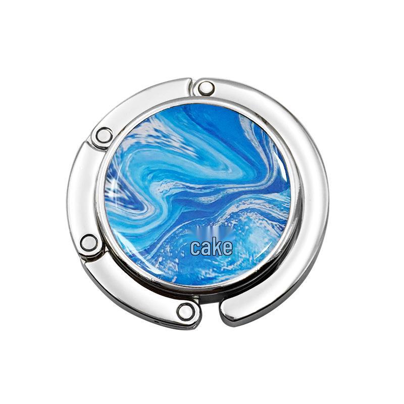 Creative Marble Pattern Folding Handbag Hook with Metal Design