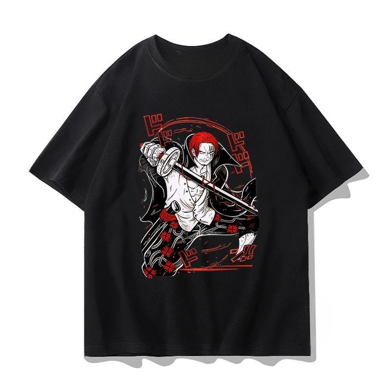 ONE PIECE Anime Joint Short Sleeve TShirt Unisexs Summer Red Hair Shanji Luffy Second DiUnisexsional Peripheral Clothes