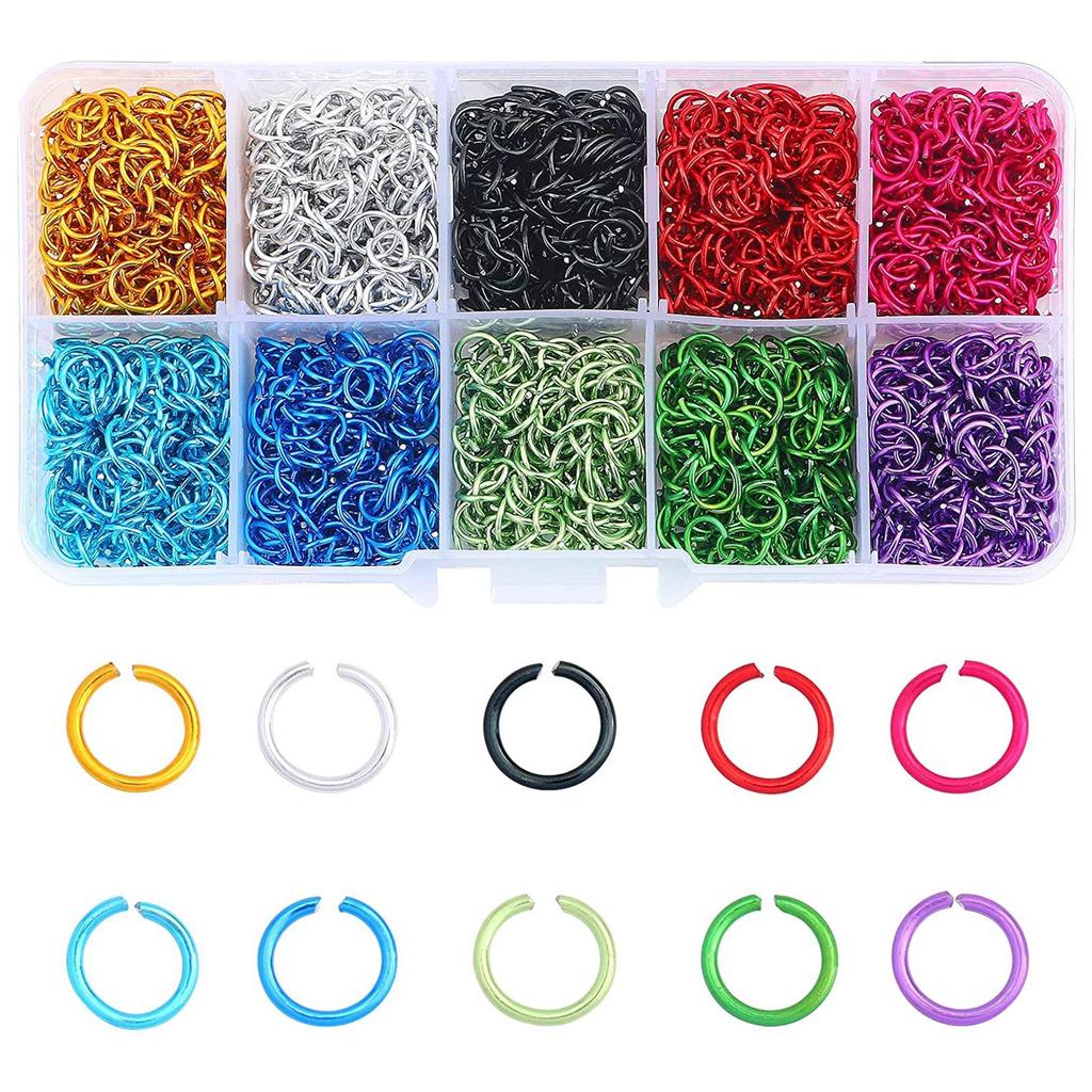 2250Pcs Open Aluminum Jump Rings 6mm Rings Connectors for Necklace Bracelet Pendant Choker Jewellery Making Findings