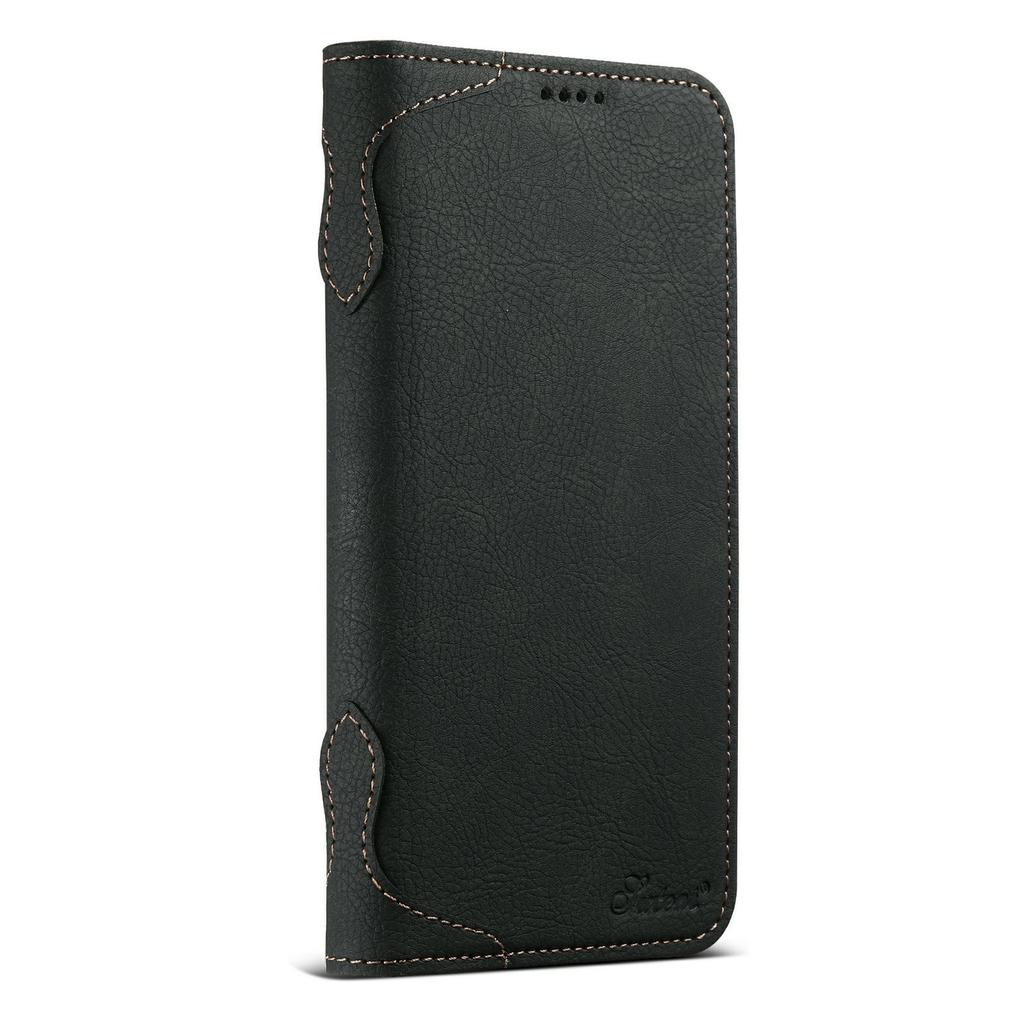 SUTENI J07 For iPhone 17 Case Compatible with MagSafe Litchi Texture Leather Wallet Phone Cover