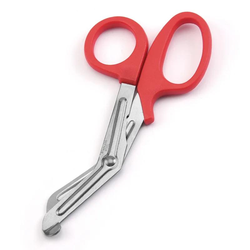 Stainless Medical Rescue Scissors Plastic Handle Steel Wound Gauze First Aid Scissors Practical Outdoor Nurse Scissors Hand Tool