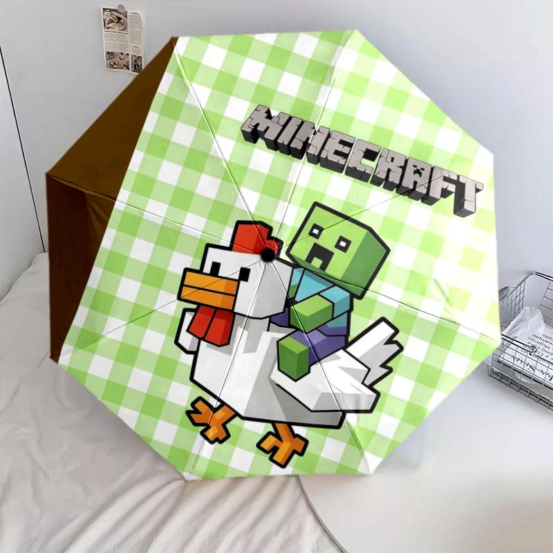 Minecraft Zombiepattern, automatic folding umbrella, portable and foldable design, 8 ribs, a Christmas or birthday gift.