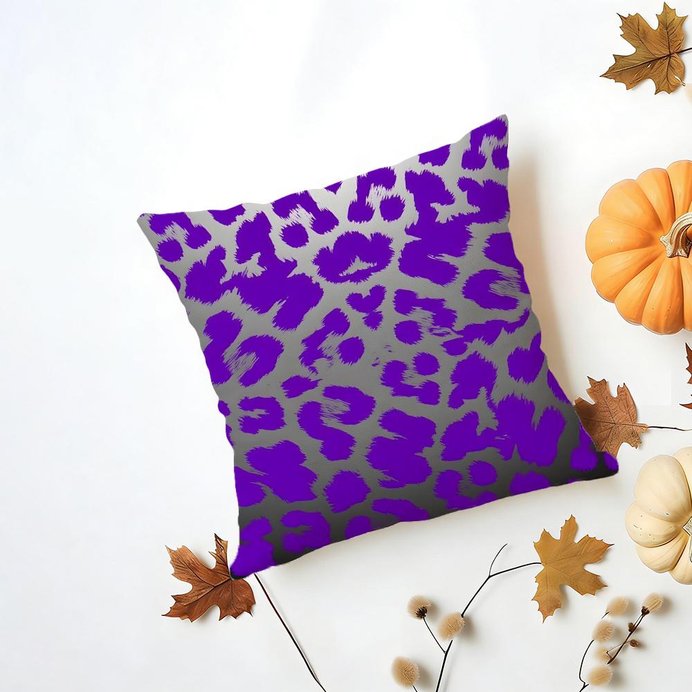 

Quan leopard print purple tone Cushion Cover Washable Linen Pillowcase Soft for Daily Sofa Bed Home Room Decor 30x30cm