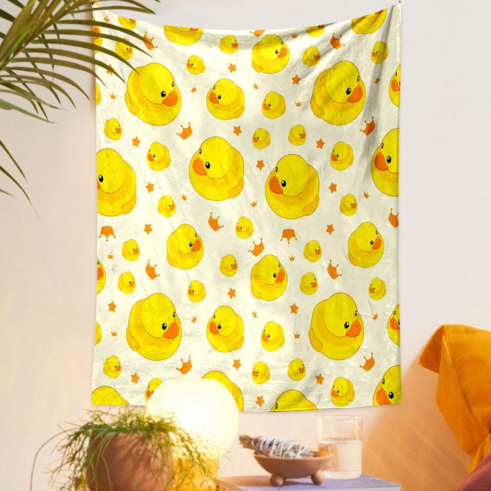 Cute Yellow Rubber Duck Pattern Patterned Tapestry Decorative Wall Hanging, Home Bedroom Living Room Decor