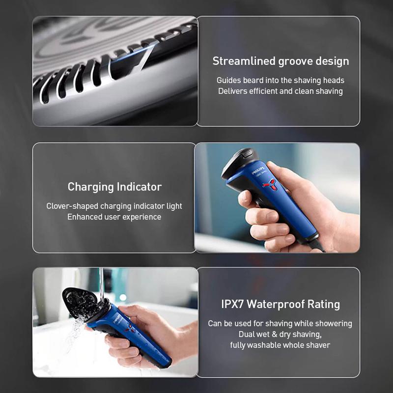 Philips Electric Shaver Mini Whirlwind Upgraded Imported 3 Blade Full Body Waterproof and Clean Shaver S1125 [1 Hour Fast Charging]