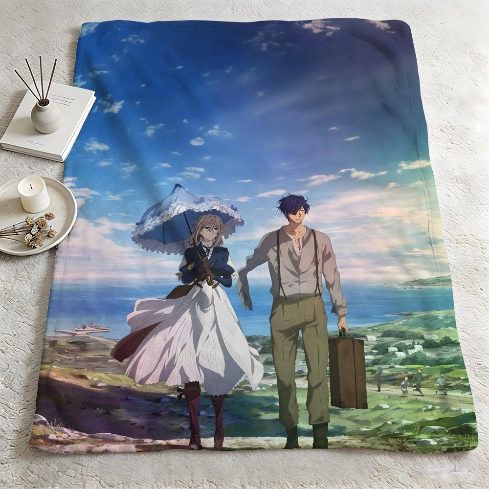 Anime VViolet Evergardenn Throw Warm Soft Flannel Blanket Multiuse for Sofa Bed Camping Travel Nap