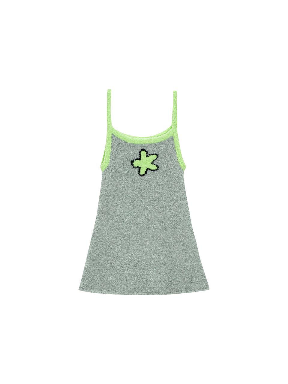 Salad Basket Flower Strap Top - Grey Lime