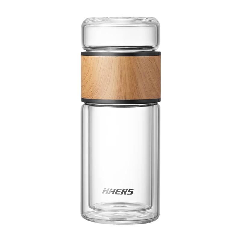HAERS 240ml Double-Layer Tea Infuser Glass Cup