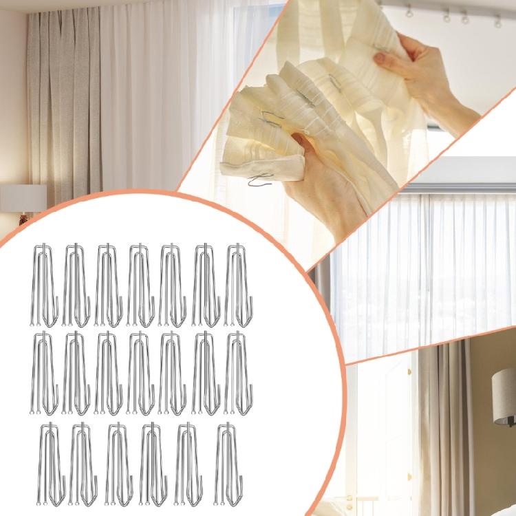 20Pieces Stainless Steel Curtain Hook Four Prongs Folding Hook for Stable Shower Curtain Hanging