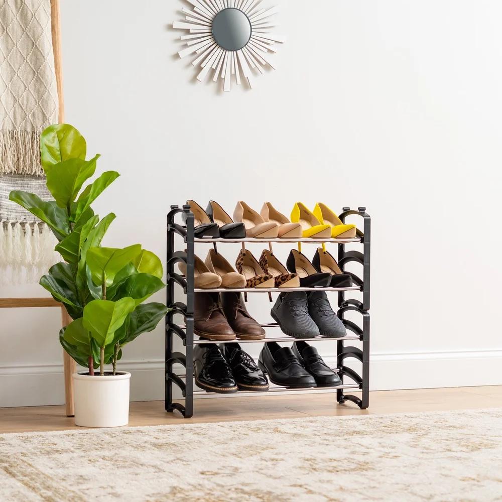 USA 2-Tier 6 Pairs Slim Metar Shoe Racks Entryway