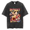 Men Loose Hip Hop Vintage TShirt Cotton Casual Washed Black Harajuku Tshirt One Piece Anime Graphic Oversized Tops Tees