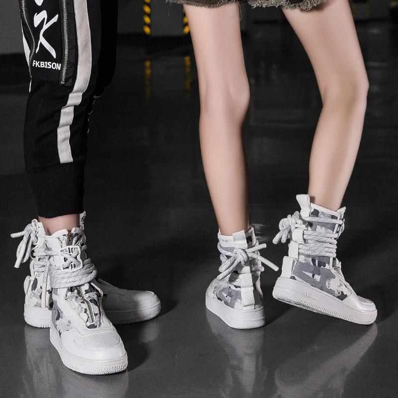 46 Large Size Couple Fashion Non-slip Shoes Men's and Women's High Top Canvas Shoes Personality Men's and Women's Boots