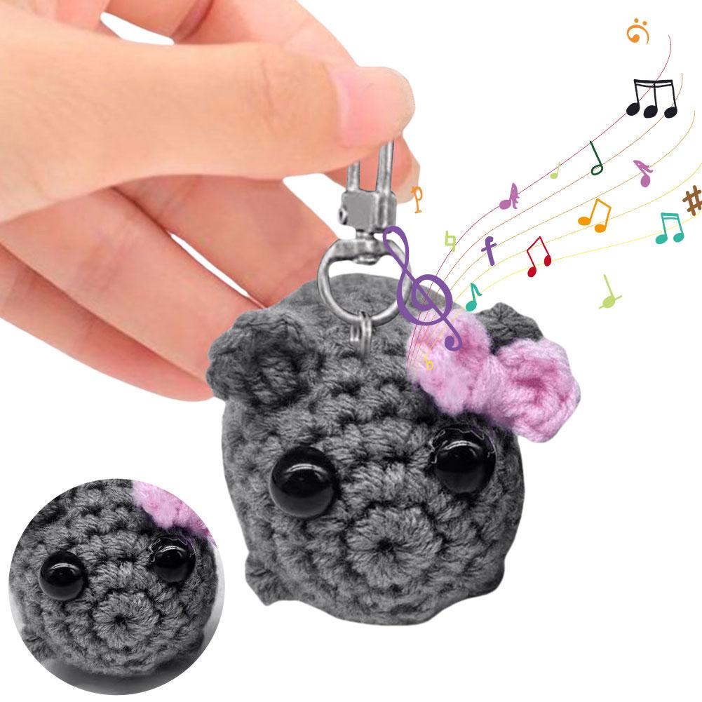Cute Knitted Sad Hamster Doll Cartoon Knitting Pendant Crochet Sad Hamster Meme Kawaii Girl Hamster Handmade Doll for Kids Gift