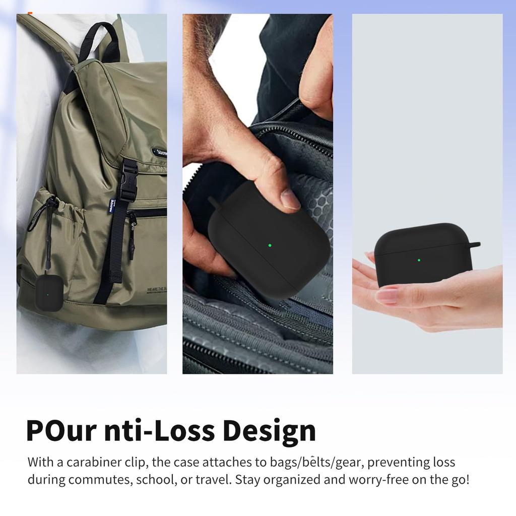 For Airpods Pro 3 Case Cover Earphone Protective Silicone Cover (with Carabiner + Lanyard + Cleaning Pen) Case for Airpods Pro 3