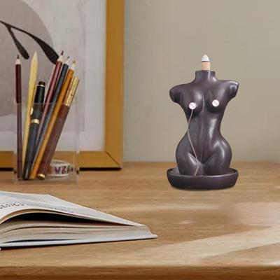 Ceramic Backflow Censer for Tea Room Home Decoration Female Body Design Purify Air Aromatherapy Ornament Cone Incense Burner