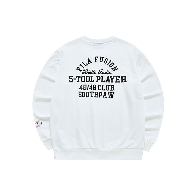 Fila Fusion Baseball Letter Pattern Casual Sports Pullover Sweatshirt Men Sweatshirt White T11M112207F-WT