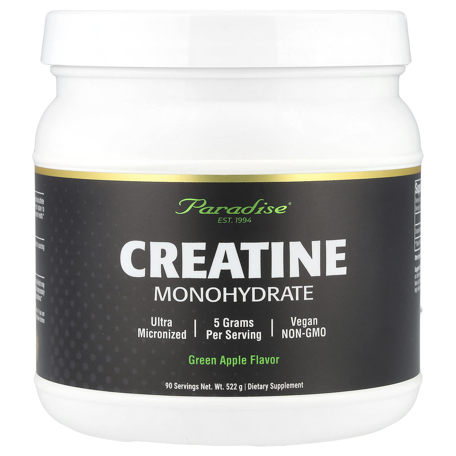 

Paradise Herbs, Creatine Monohydrate, Green Apple, 522 g