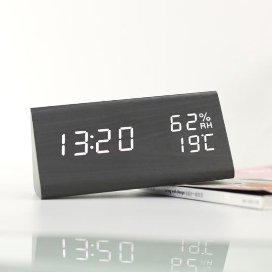 Reloj despertador con control de voz, reloj de escritorio multifuncional con pantalla transparente ABS, ahorro de energía, para el hogar 