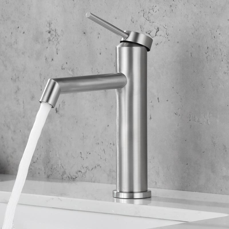 Black Bathroom Hot And Cold Mixed Water Basin Faucet 304 Stainless Steel Drawing Gold Deck Mounted Mixer Sink Tap Crane