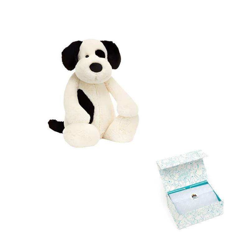 JELLYCAT Shy Series Black & White Puppy Cute Doll Plush Doll 18cm/36cm/51cm/67cm Tall