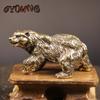 Rame puro Orso bruno Statua Ornamento Ottone massiccio Figurine di animali polari Miniature Tavolo da tè Pet Desk Decori Accessori Artigianato