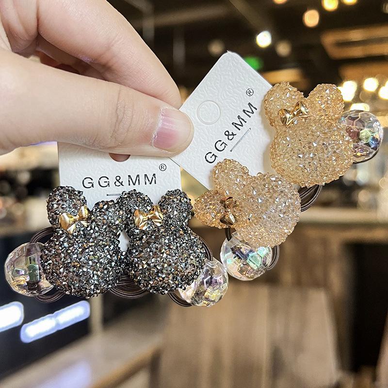 Hair Ties Bunny Rhinestone Cartoon High Stretch For Kids Korean Everyday Party School Premium Soft Durable Non Slip